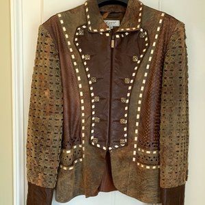 Kippy’s Original Women's Brown Leather Jacket With Rhinestones